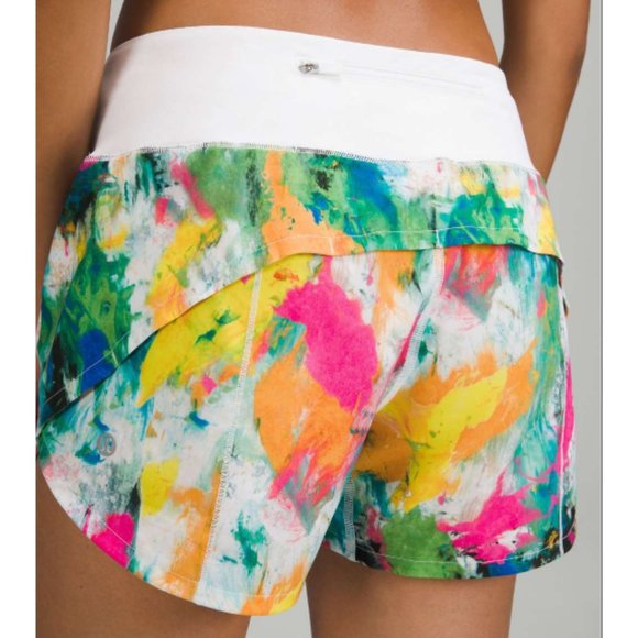 Lululemon Speed Up Mid-Rise Lined Short 4" White Multi Size 8 Activewear - Picture 3 of 14
